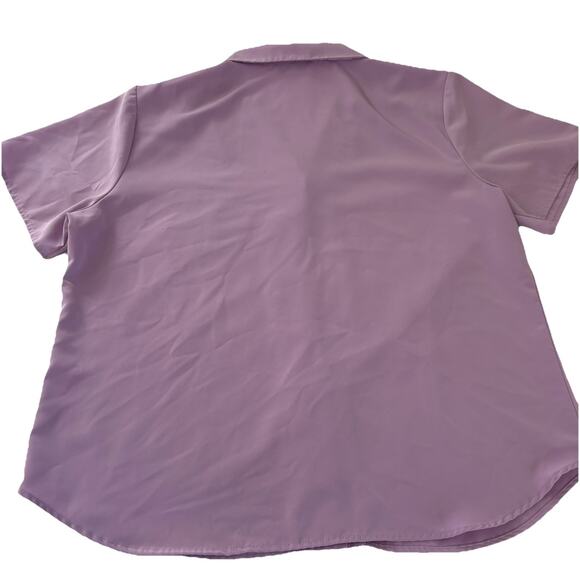 Vintage Susan Graver Style Lavender Short Sleeve Button Down Shirt Size XL - Picture 6 of 13
